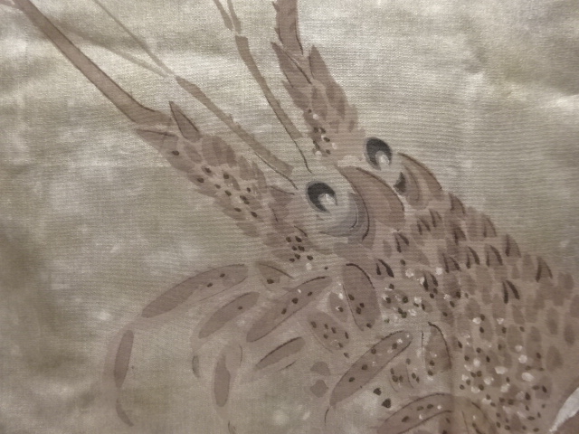 JAPANESE KIMONO / ANTIQUE MENS HAORI / SILK / TSUMUGI / ISE LOBSTER (lining)